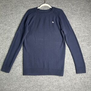 Abercrombie & Fitch Mens Chunky Knit Sweater Size Medium Navy Blue Moose Logo‎